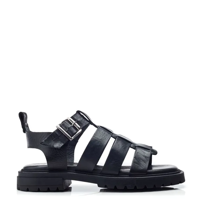 Flatform Sandals Women Moda In Pelle Shoon Sh Inshore Black Leather