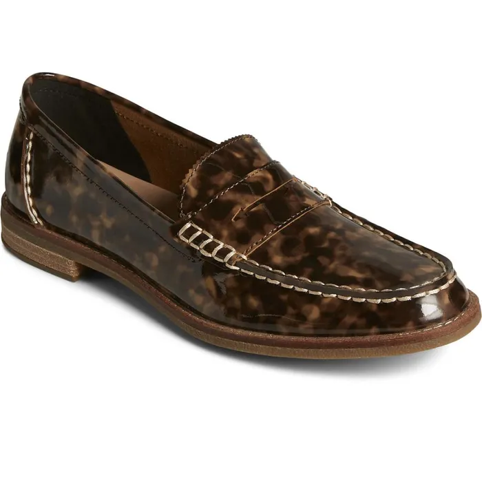 Flats and Loafers Women Sperry Seaport Penny Tortoise Leather Loafer Brown Flats and Loafers Women Sperry Seaport Penny Tortoise Leather Loafer Brown