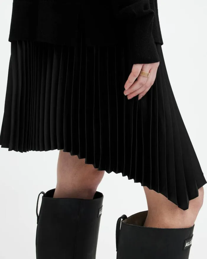 Flora 2In1 Pleated Mini Dress Black Women AllSaints Dresses