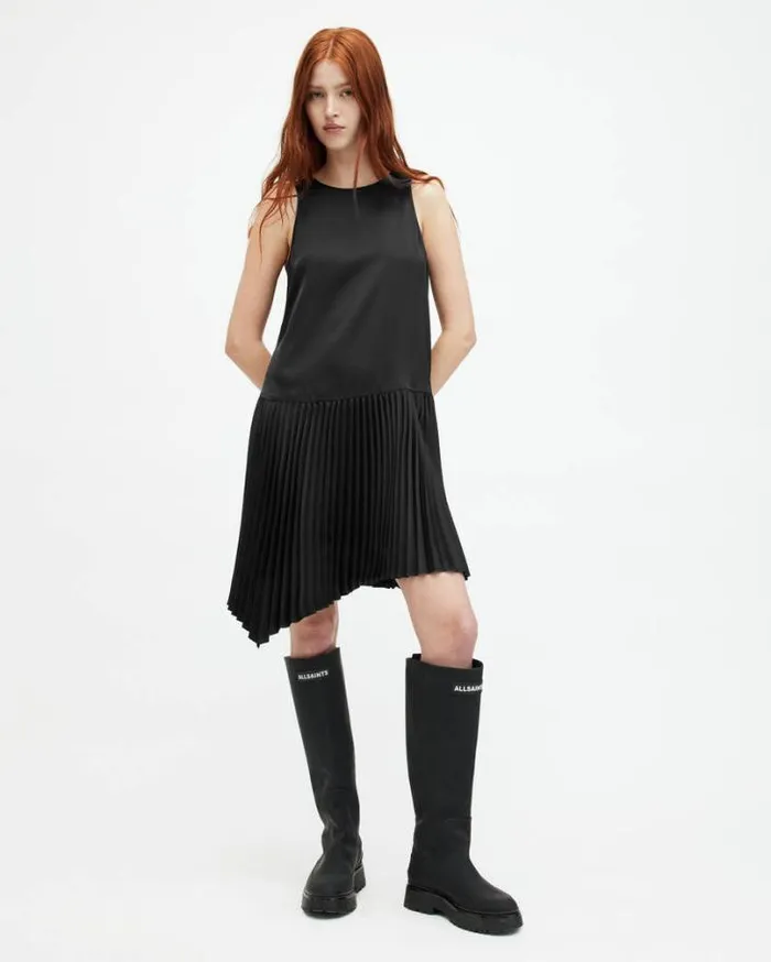 Flora 2In1 Pleated Mini Dress Black Women AllSaints Dresses