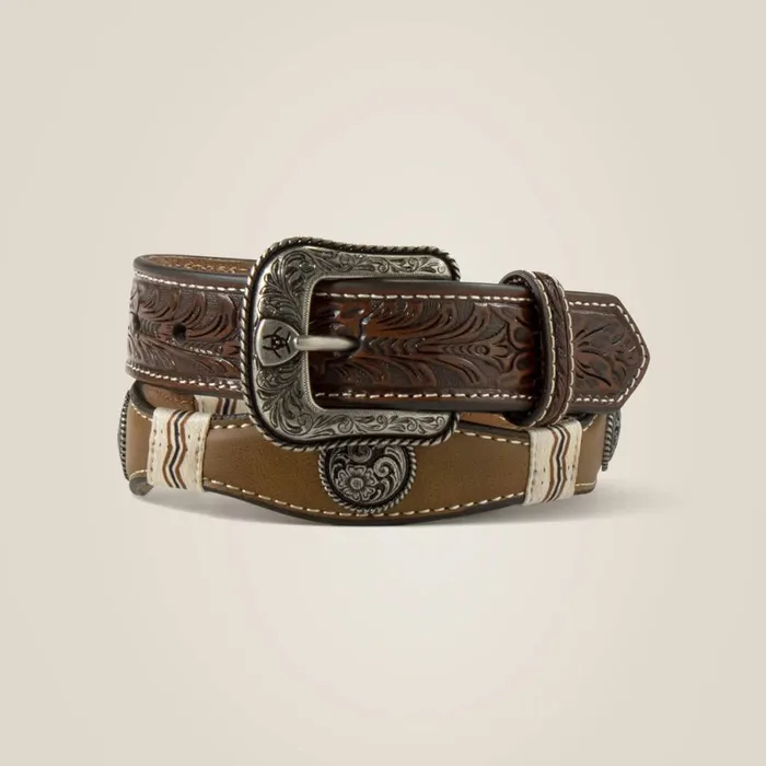 Floral Medallion Zigzag Wrap Belt Brown Kids Ariat Belts