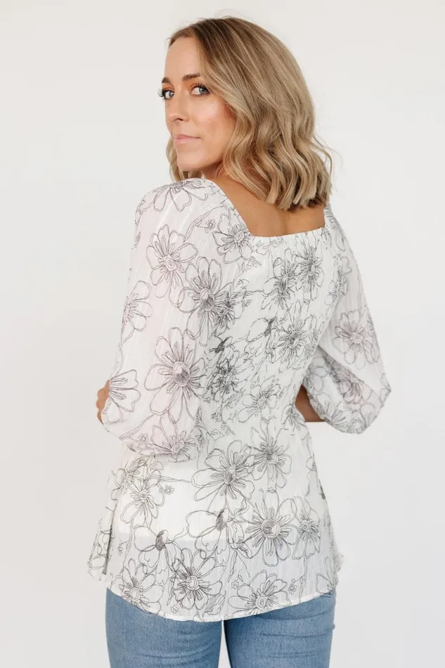 Florian Smocked Top Ivory Print Women Baltic Born Blouses Shirts
