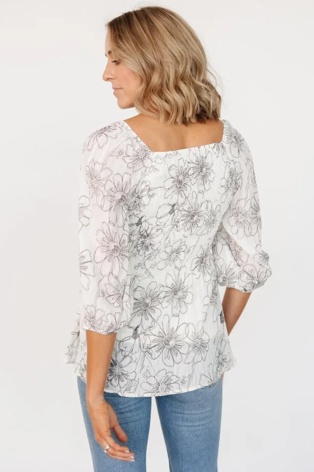 Florian Smocked Top Ivory Print Women Baltic Born Blouses Shirts