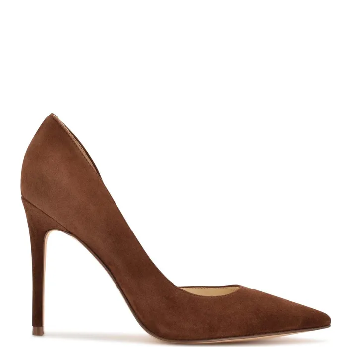 Folowe D039orsay Pointy Toe Pumps Medium Brown Suede Women Nine West High
