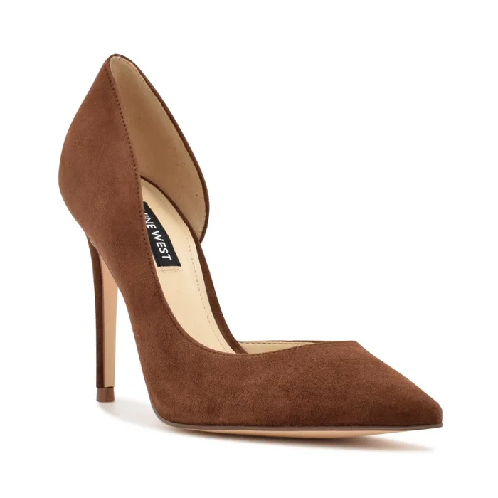 Folowe D039orsay Pointy Toe Pumps Medium Brown Suede Women Nine West High Folowe D039orsay Pointy Toe Pumps Medium Brown Suede Women Nine West High