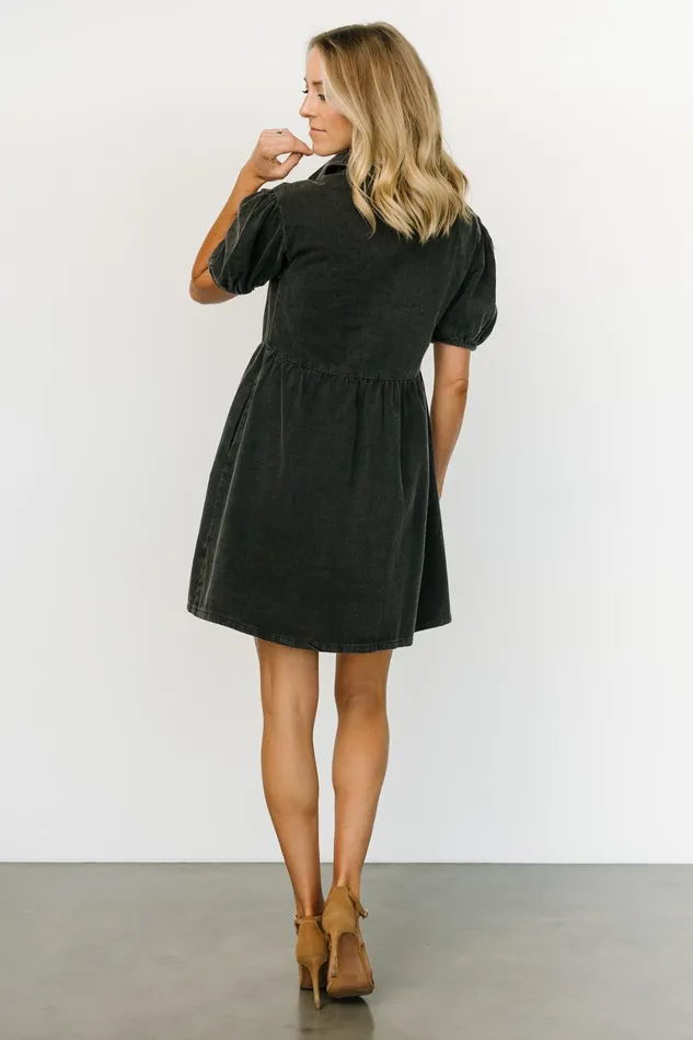 Fontana Puff Sleeve Short Dress Washed Black Women Baltic Born Short Dresses Fontana Puff Sleeve Short Dress Washed Black Women Baltic Born Short Dresses