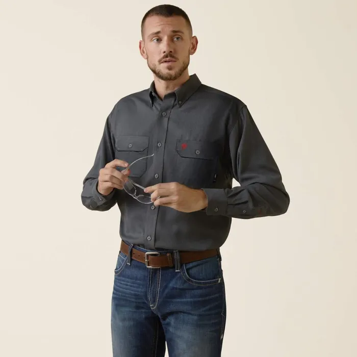 FR Air Inherent Work Shirt Charcoal Heather Men Ariat Button Down Shirts