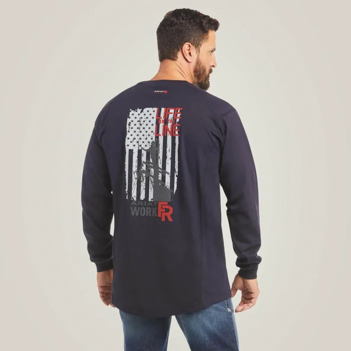 FR Air Life On The Line Graphic Top Navy Men Ariat TShirts and Polos