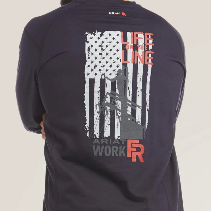 FR Air Life On The Line Graphic Top Navy Men Ariat TShirts and Polos FR Air Life On The Line Graphic Top Navy Men Ariat TShirts and Polos