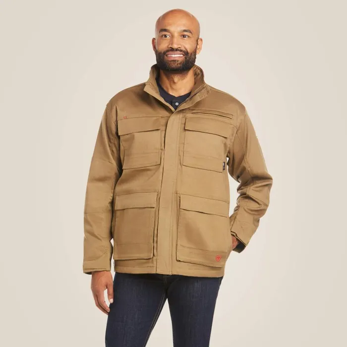 FR Canvas Stretch Jacket Field Khaki Men Ariat Workwear