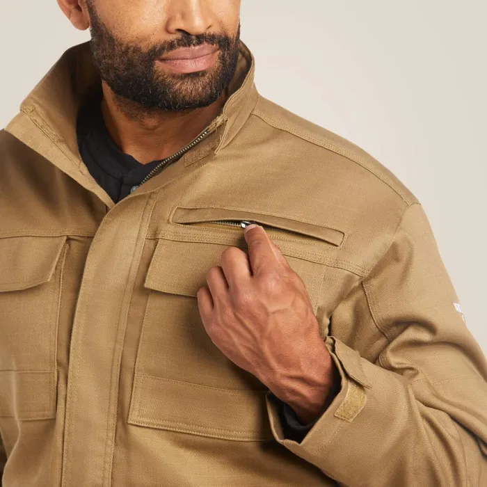 FR Canvas Stretch Jacket Field Khaki Men Ariat Workwear FR Canvas Stretch Jacket Field Khaki Men Ariat Workwear