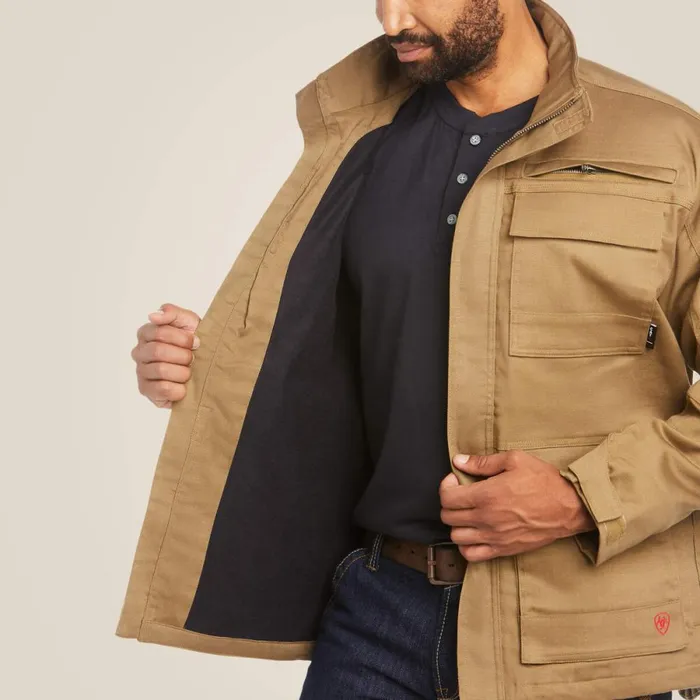 FR Canvas Stretch Jacket Field Khaki Men Ariat Workwear FR Canvas Stretch Jacket Field Khaki Men Ariat Workwear