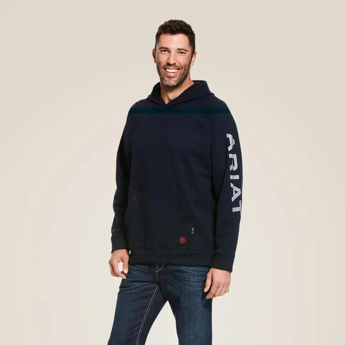 FR Primo Fleece Logo Hoodie Navy Men Ariat Sweatshirts and Hoodies