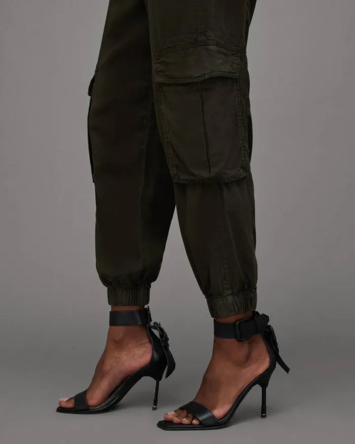 Frieda HighRise Tencel Cargo Pants Khaki Green Women AllSaints Pants and Leggings Frieda HighRise Tencel Cargo Pants Khaki Green Women AllSaints Pants and Leggings