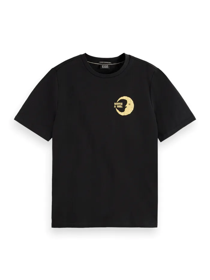 FRONT BACK FESTIVE ARTWORK RELAXED FIT TSHIRT Evening Black Women Scotch and Soda Tops and TShirts FRONT BACK FESTIVE ARTWORK RELAXED FIT TSHIRT Evening Black Women Scotch and Soda Tops and TShirts