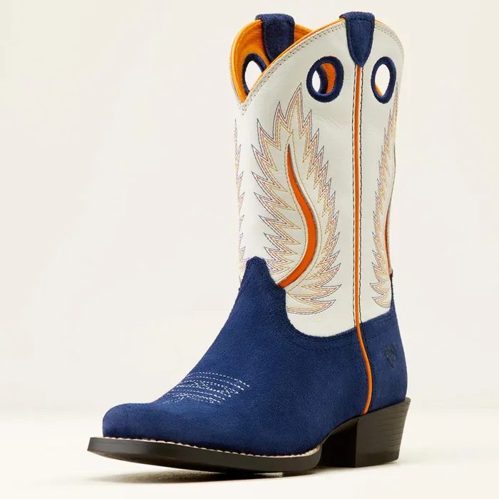 Futurity Fort Worth Western Boot Patriot Blue Suedepale Moon Kids Ariat Big Kids039 Footwear