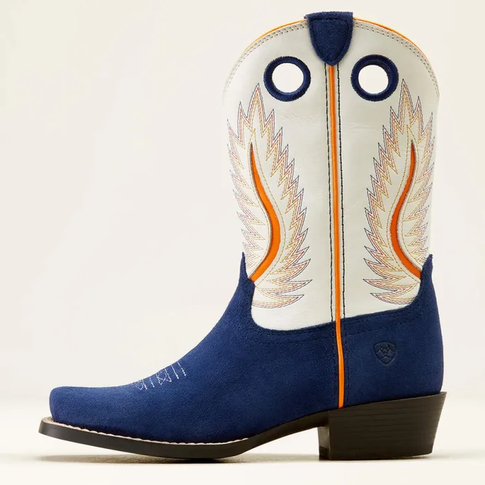 Futurity Fort Worth Western Boot Patriot Blue Suedepale Moon Kids Ariat Big Kids039 Footwear