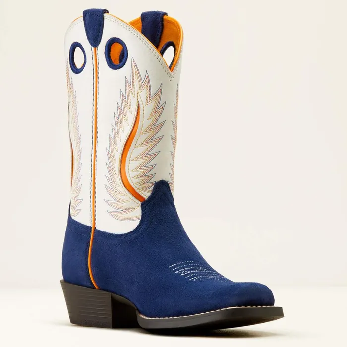 Futurity Fort Worth Western Boot Patriot Blue Suedepale Moon Kids Ariat Big Kids039 Footwear