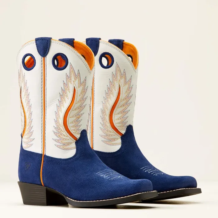 Futurity Fort Worth Western Boot Patriot Blue Suedepale Moon Kids Ariat Big Kids039 Footwear