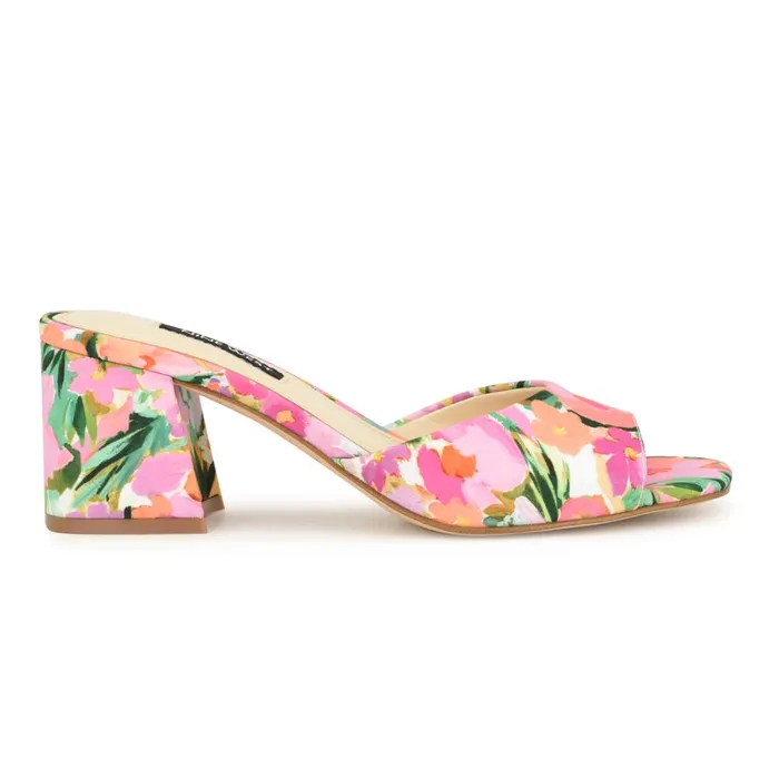 Gagen Slide Sandals Pink Floral Women Nine West Sandals