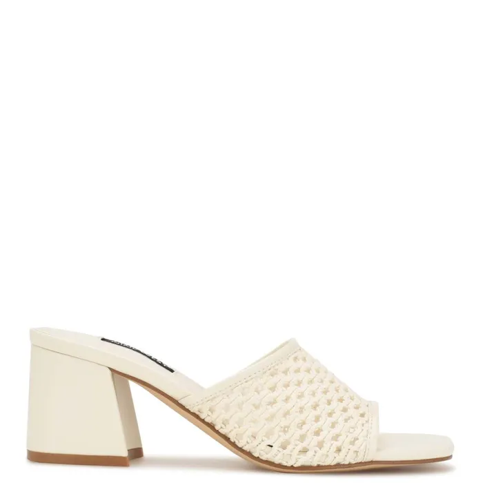 Galant Block Heel Sandals White Women Nine West Heeled