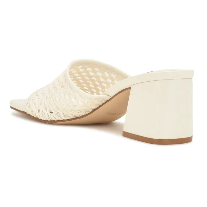 Galant Block Heel Sandals White Women Nine West Heeled Galant Block Heel Sandals White Women Nine West Heeled