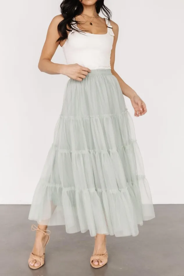 Galena Tulle Skirt Light Sage Women Baltic Born Skirts Galena Tulle Skirt Light Sage Women Baltic Born Skirts