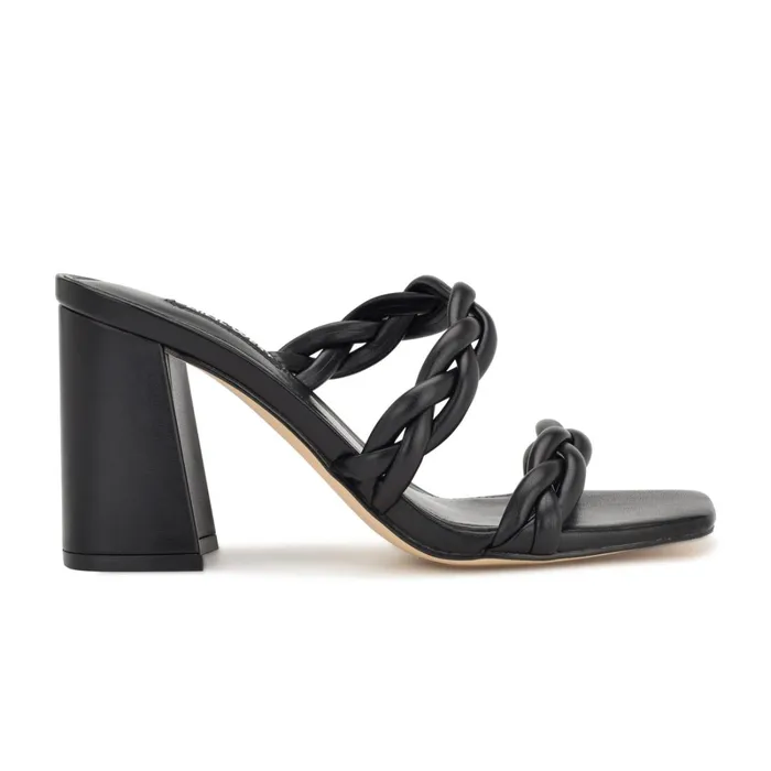 Garita Block Heel Sandals Black Women Nine West Dress