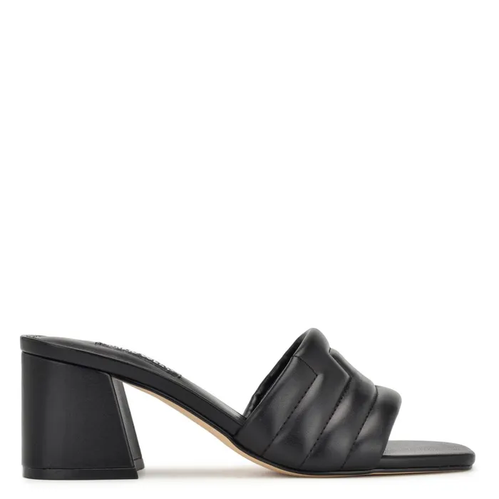 Glenra Heeled Slide Sandals Black Women Nine West Heeled