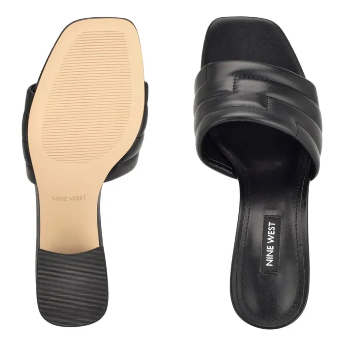 Glenra Heeled Slide Sandals Black Women Nine West Heeled Glenra Heeled Slide Sandals Black Women Nine West Heeled