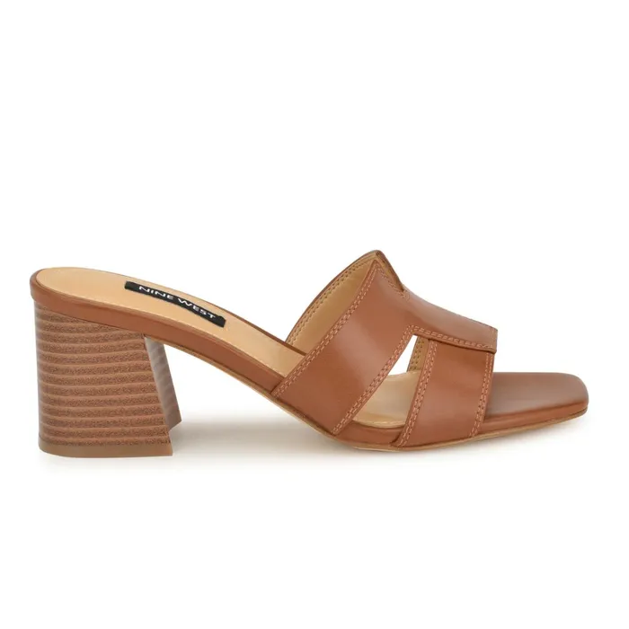 Griselda Block Heel Sandals Brown Women Nine West Dress