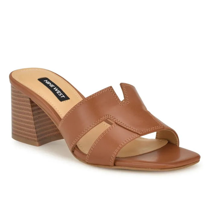 Griselda Block Heel Sandals Brown Women Nine West Dress