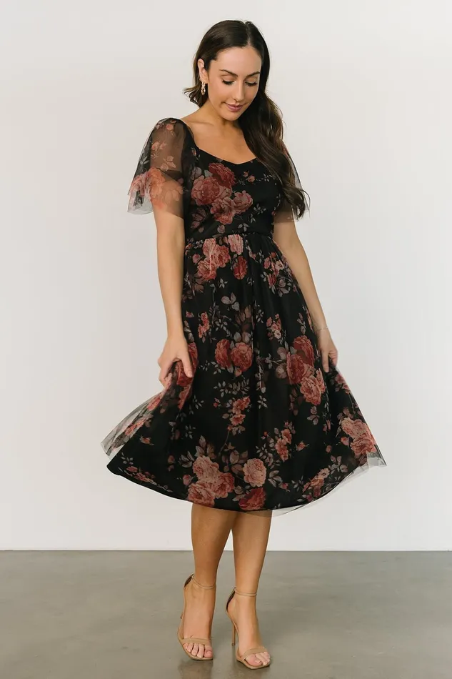 Gwyneth Tulle Midi Dress Black Multi Women Baltic Born Tulle Styles Gwyneth Tulle Midi Dress Black Multi Women Baltic Born Tulle Styles