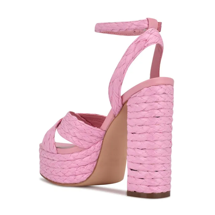 Hadyn Platform Sandals New Pink Raffia Women Nine West Platforms Hadyn Platform Sandals New Pink Raffia Women Nine West Platforms