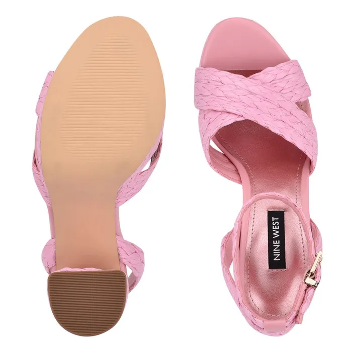Hadyn Platform Sandals New Pink Raffia Women Nine West Platforms Hadyn Platform Sandals New Pink Raffia Women Nine West Platforms
