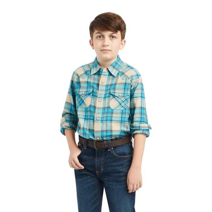 Handley Retro Fit Shirt Sylvan Teal Kids Ariat Button Down Shirts