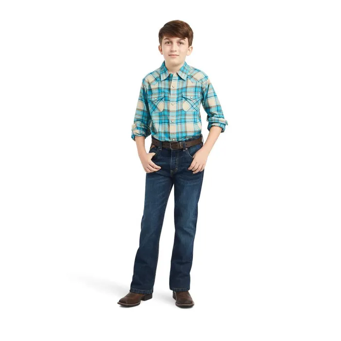 Handley Retro Fit Shirt Sylvan Teal Kids Ariat Button Down Shirts Handley Retro Fit Shirt Sylvan Teal Kids Ariat Button Down Shirts
