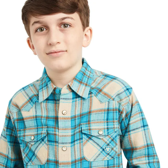 Handley Retro Fit Shirt Sylvan Teal Kids Ariat Button Down Shirts Handley Retro Fit Shirt Sylvan Teal Kids Ariat Button Down Shirts