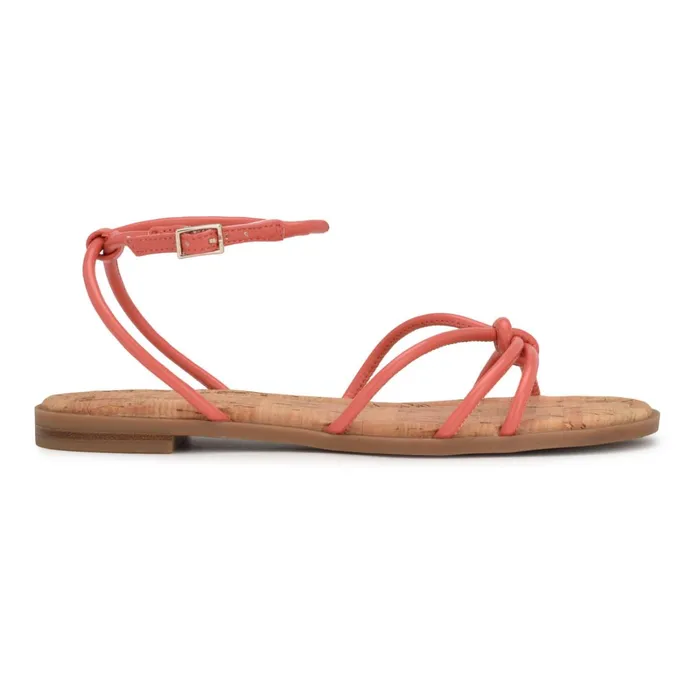 Hanklee Ankle Strap Flat Sandals Coral Women Nine West Flats