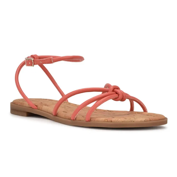 Hanklee Ankle Strap Flat Sandals Coral Women Nine West Flats Hanklee Ankle Strap Flat Sandals Coral Women Nine West Flats
