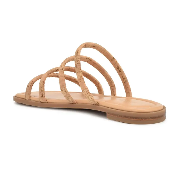 Hapily Flat Slide Sandals Natural Women Nine West Flats Hapily Flat Slide Sandals Natural Women Nine West Flats