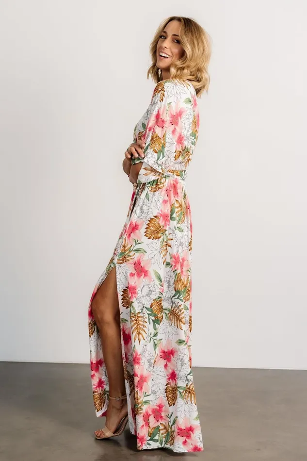 Harmonia Kimono Maxi Dress White Multi Print Women Baltic Born Maxi Dresses Harmonia Kimono Maxi Dress White Multi Print Women Baltic Born Maxi Dresses