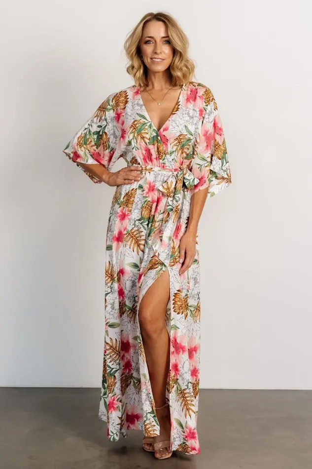 Harmonia Kimono Maxi Dress White Multi Print Women Baltic Born Maxi Dresses Harmonia Kimono Maxi Dress White Multi Print Women Baltic Born Maxi Dresses