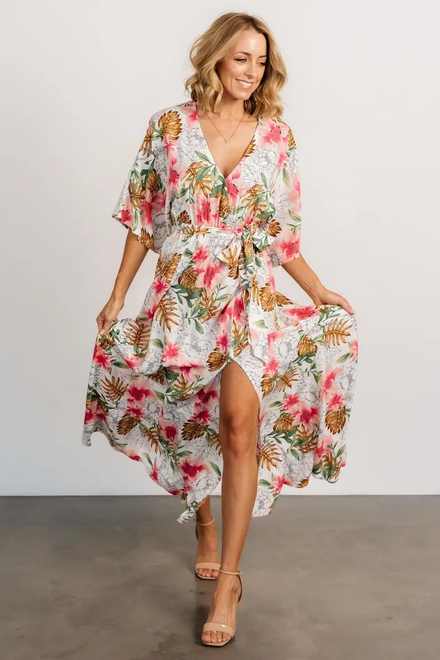 Harmonia Kimono Maxi Dress White Multi Print Women Baltic Born Maxi Dresses Harmonia Kimono Maxi Dress White Multi Print Women Baltic Born Maxi Dresses