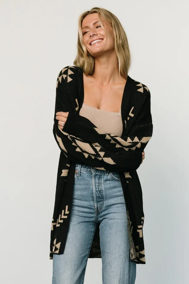 Hays Oversized Cardigan Black Tan Women Baltic Born Cardigans