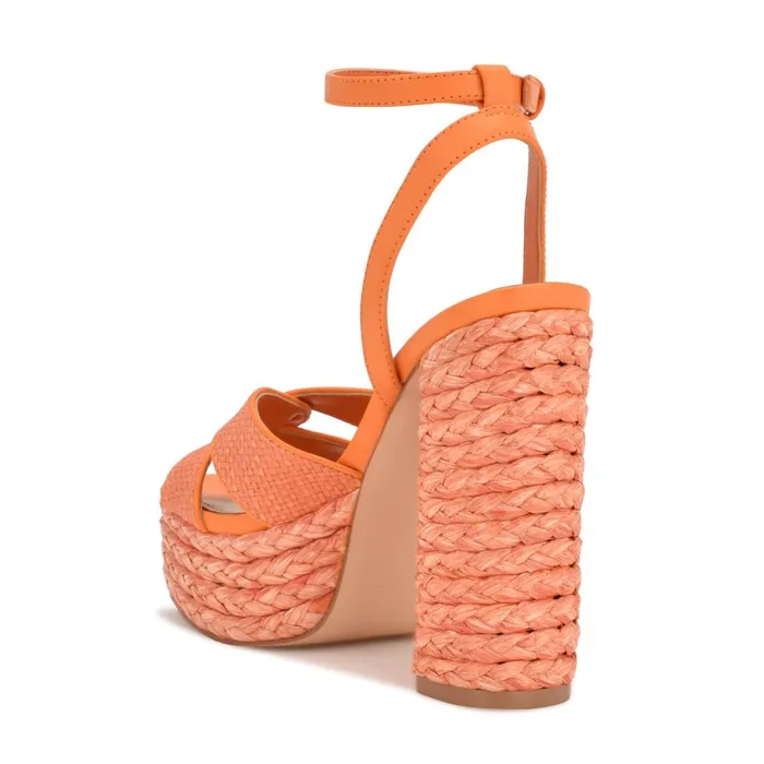 Hayya Woven Platform Sandals Neon Orange Women Nine West High Heels Hayya Woven Platform Sandals Neon Orange Women Nine West High Heels