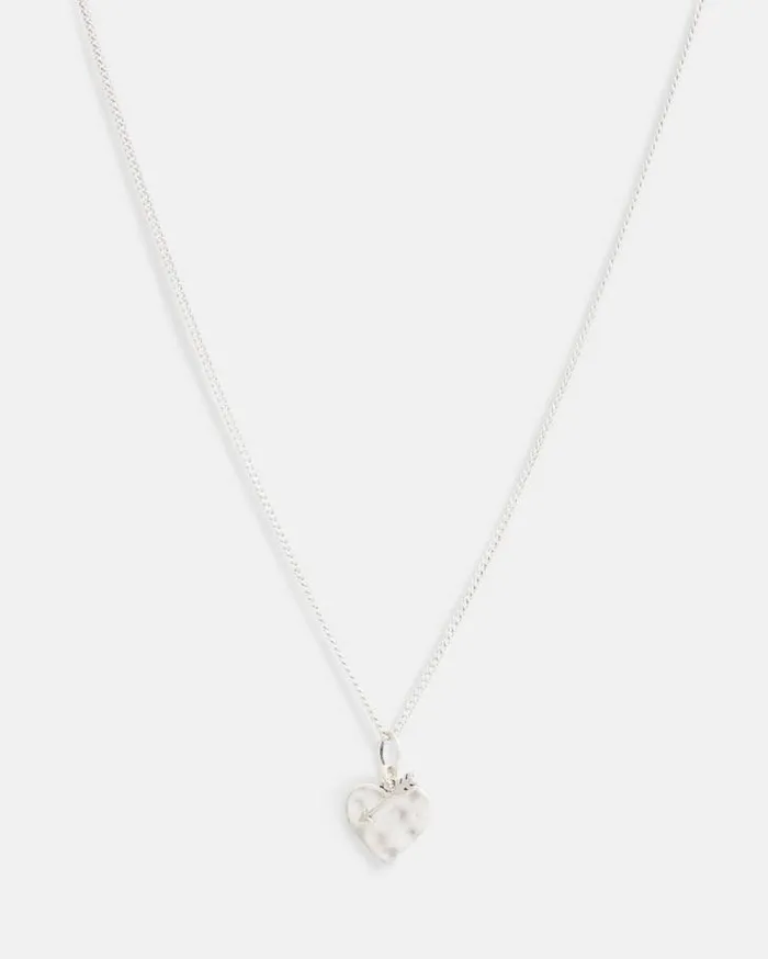 Heart Arrow Sterling Silver Necklace Warm Silver Men AllSaints Jewelry