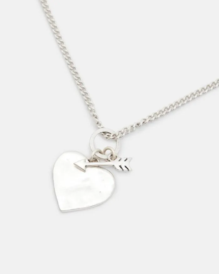 Heart Arrow Sterling Silver Necklace Warm Silver Men AllSaints Jewelry
