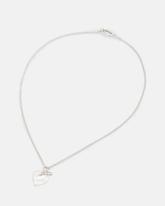 Heart Arrow Sterling Silver Necklace Warm Silver Men AllSaints Jewelry
