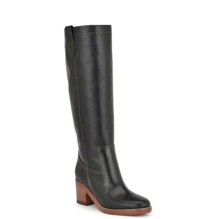 Hecee Block Heel Tailored Boots Black Leather Women Nine West Boots and Booties Hecee Block Heel Tailored Boots Black Leather Women Nine West Boots and Booties